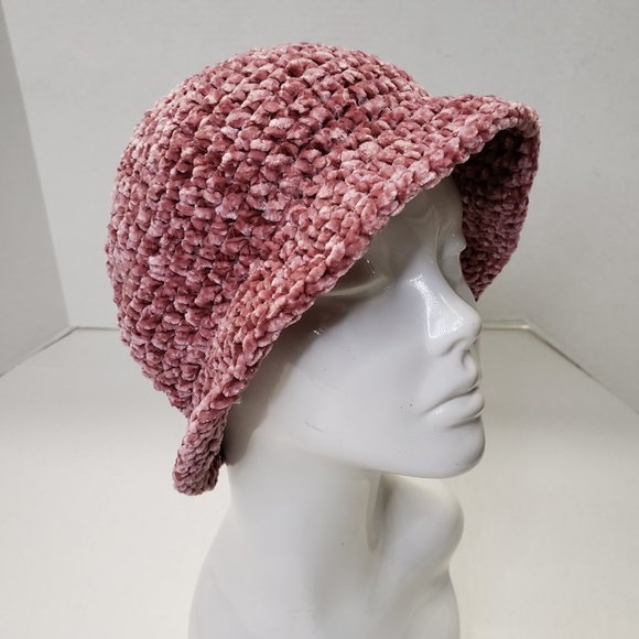 Woman's Pink Crochet Handmade Cute Fuzzy Soft Bucket Hat - Picture 2 of 10